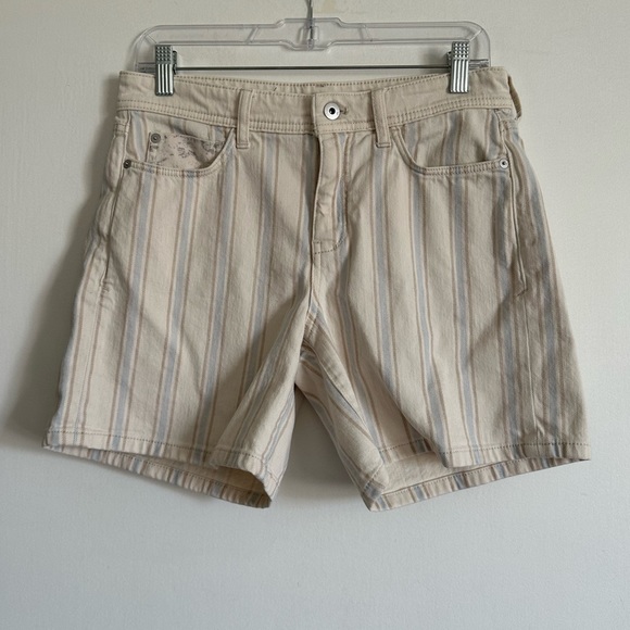 Anthropologie Pilcro High Rise Striped Slim Boyfriend Denim Jean Shorts Size 27 - Picture 6 of 13